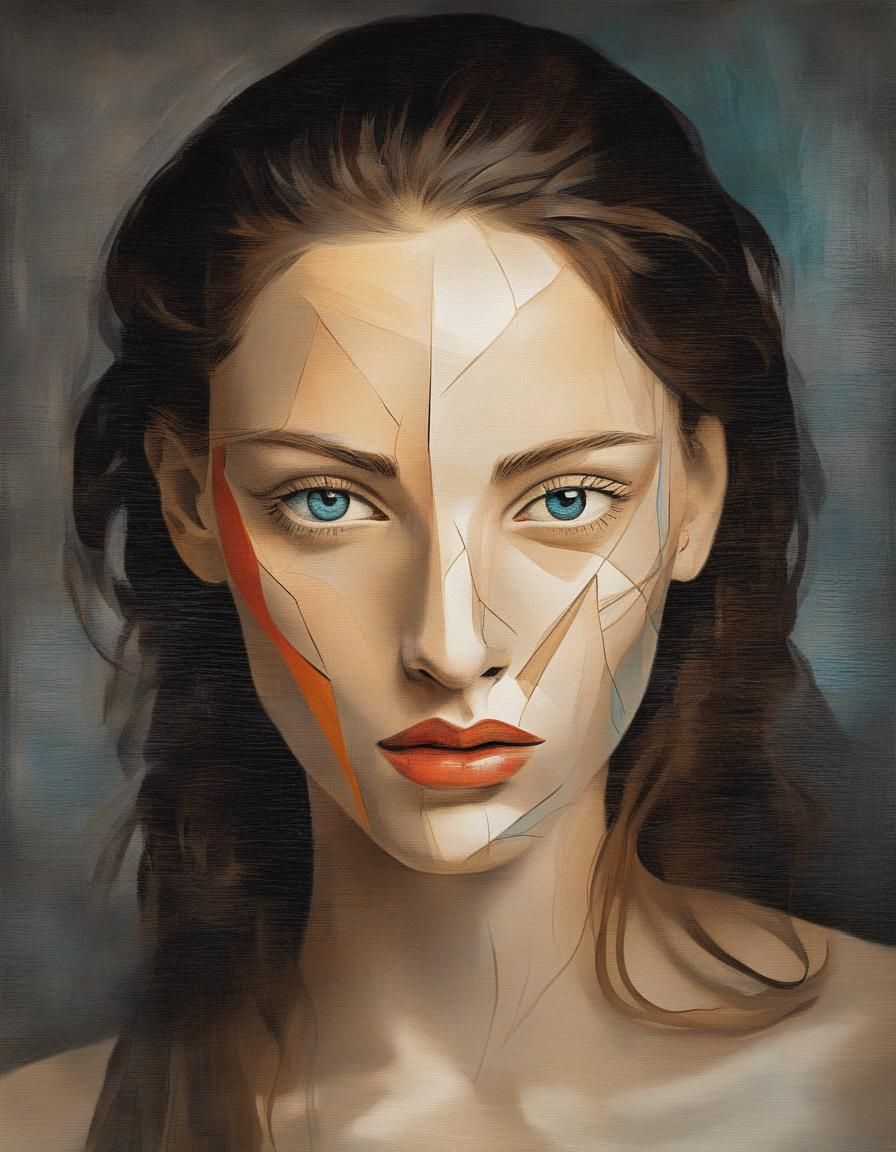 Abstract Portrait in Flowing Picasso Style