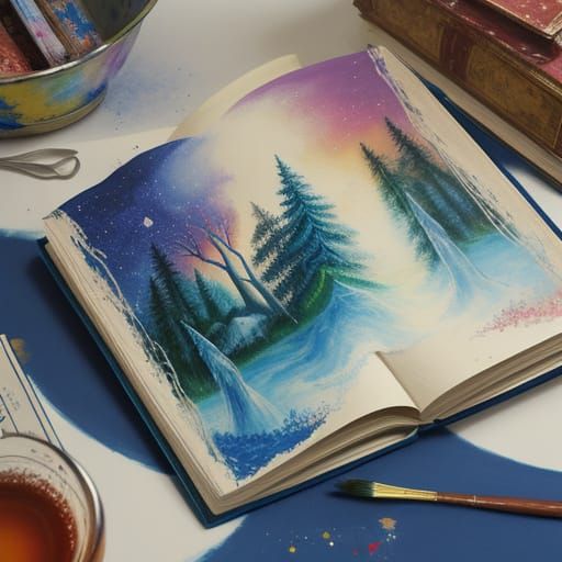 Magical Art Emerging from an Open Book