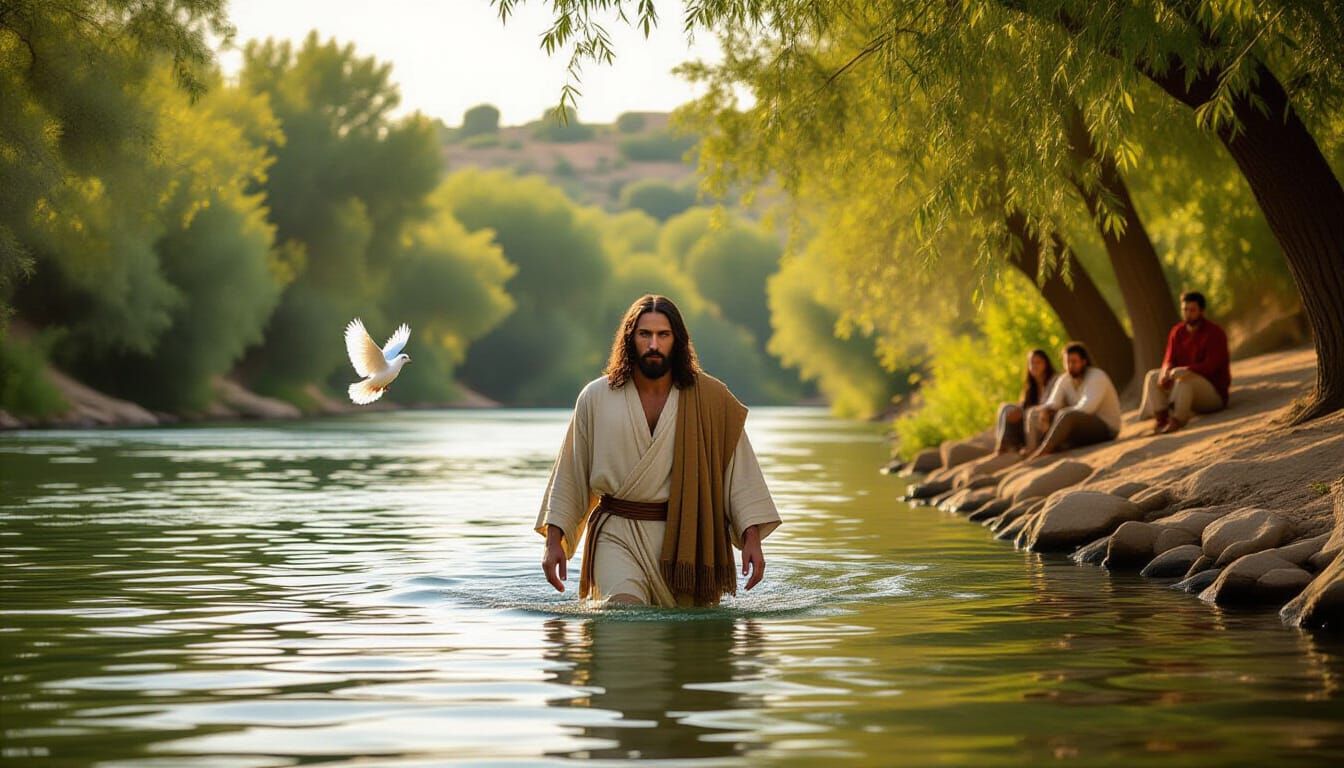 Jesus Christ in the River Jordan with Dove