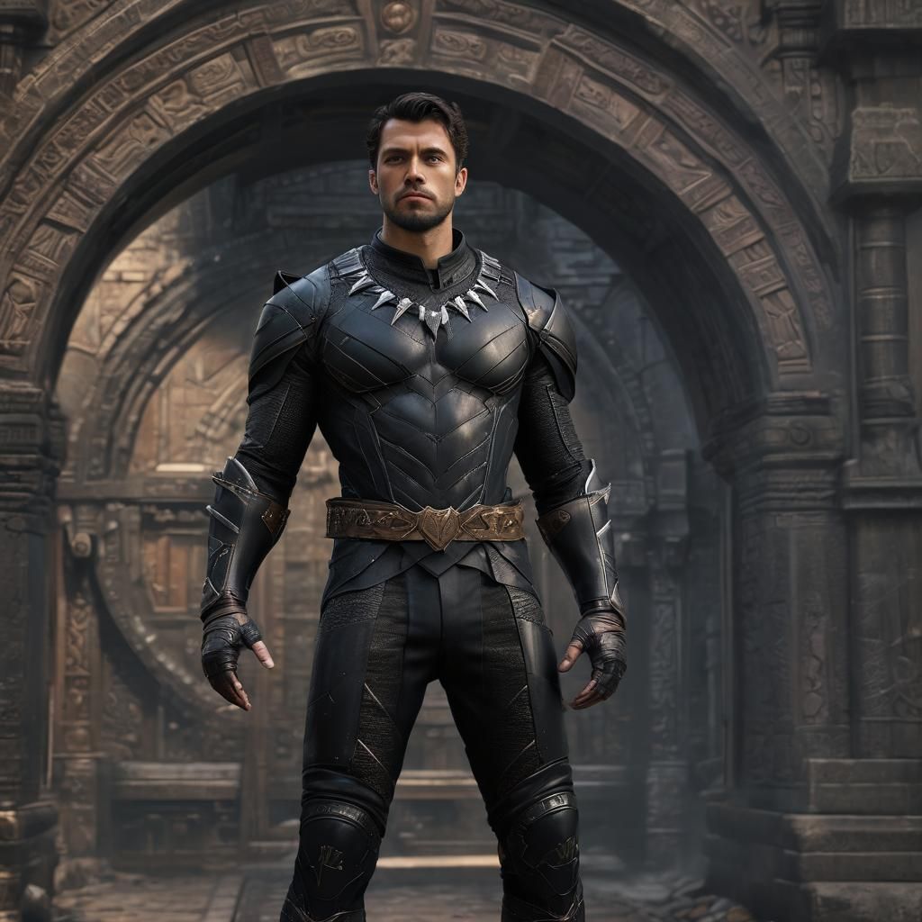 Man in Leather Armor with Black Panther Companion