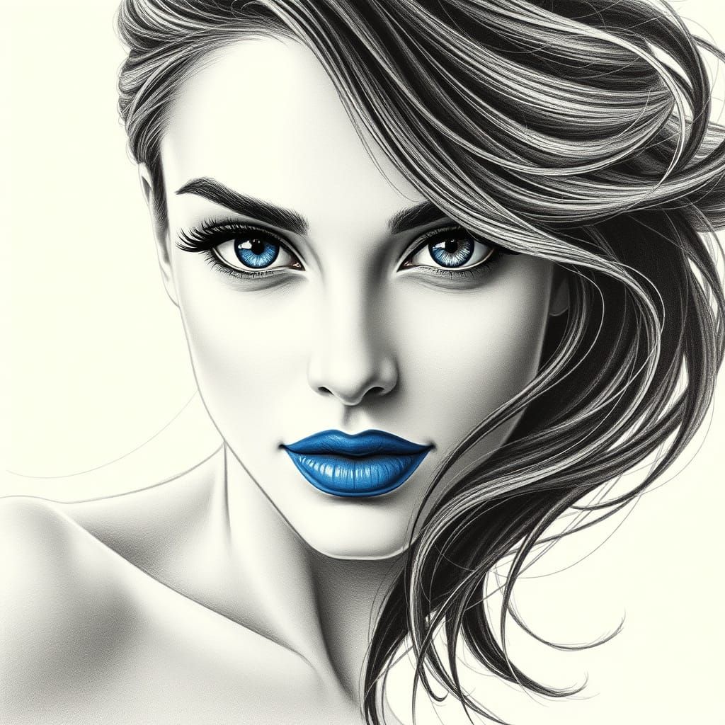 Heterochromatic Woman: Ultra-Realistic Charcoal Portrait