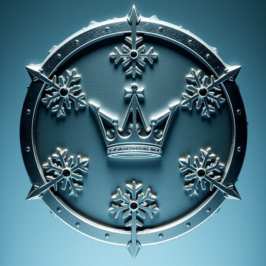 Snowflake Crown Emblem in Frosty Industrial Style
