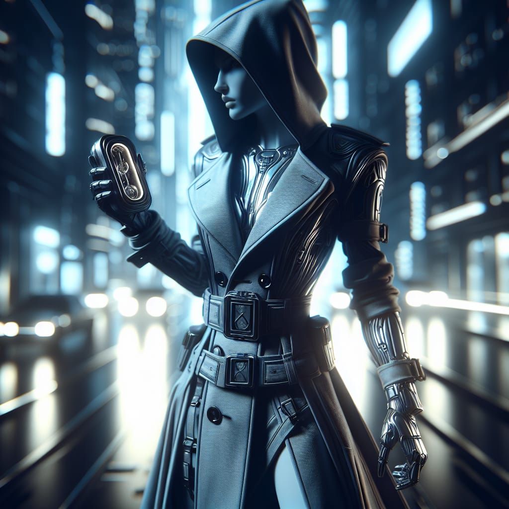 Hyperrealistic Superhero with Trench Coat in Psychedelic Sty...