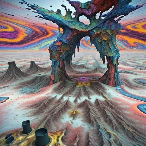 Psychedelic Wasteland: Vivid Oil Painting in 8k