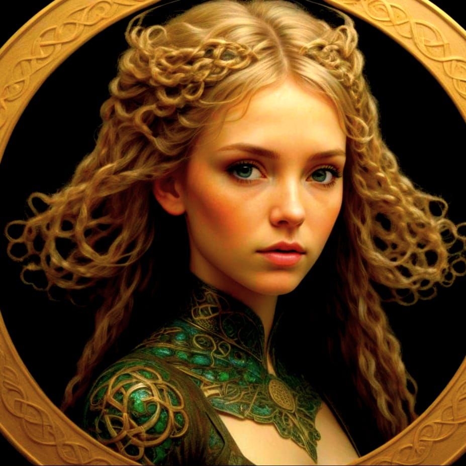 Fractal Celtic Hair Mosaic in Cloisonné Style
