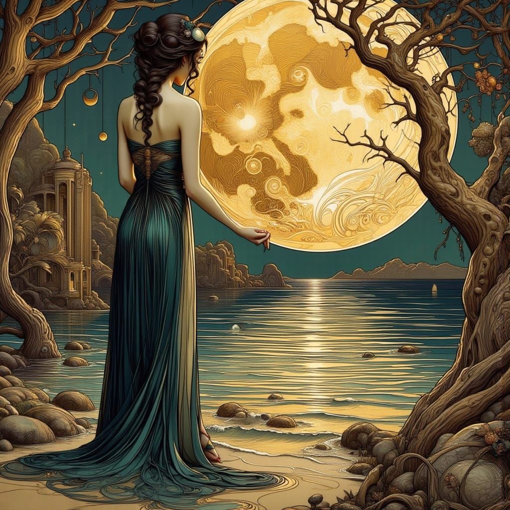 Art Nouveau Woman by Radiant Moon