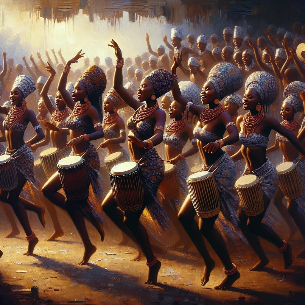 Igbo Dance Festival: Hyper-Realistic Oil Painting in 8K
