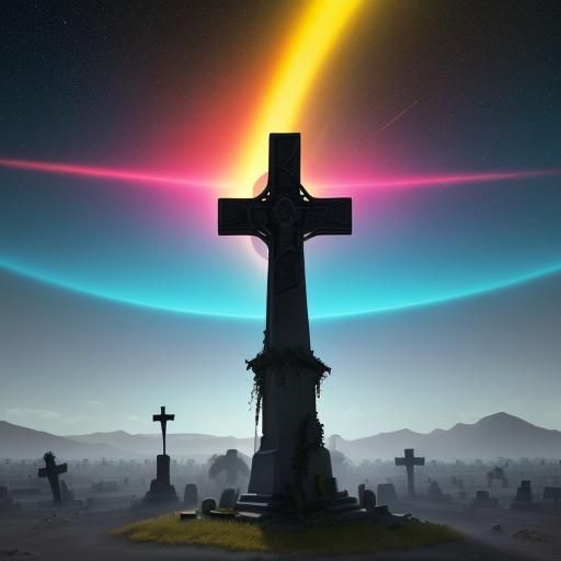 Post-Apocalyptic Stone Cross: Epic Biblical Art