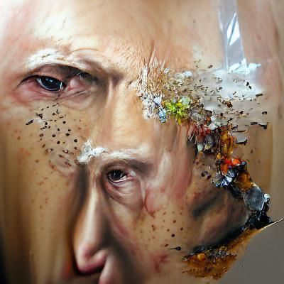 Putin's Face Disintegrating: Hyperrealistic Concept Art