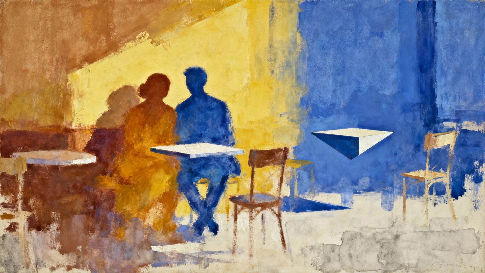 Parisian Cafe Abstract Painting in Rothko Style
