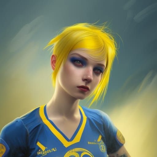 Girl with Ukraine Hair in Hyperdetailed Portrait