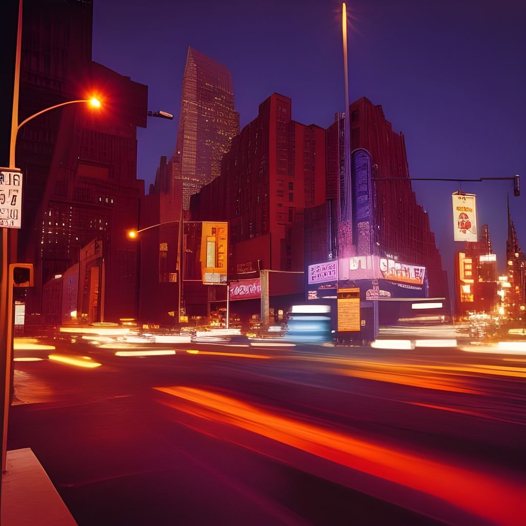 New York Street Scene with Purple Haze