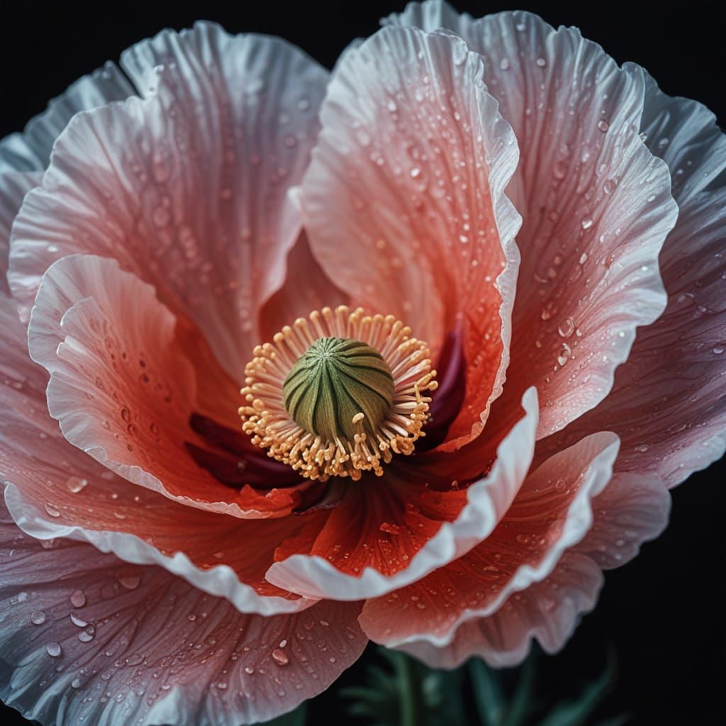 Hyperrealist Pop Art Masterpiece: Delicate Poppy Blossom in ...
