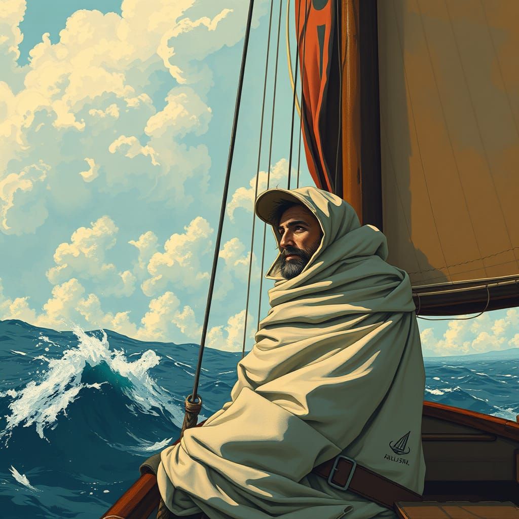 Sailor Caught in Trade Winds: Dreamlike Digital Illustration