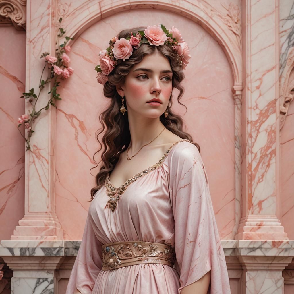 Girl in Pink Gown, Alma Tadema Style