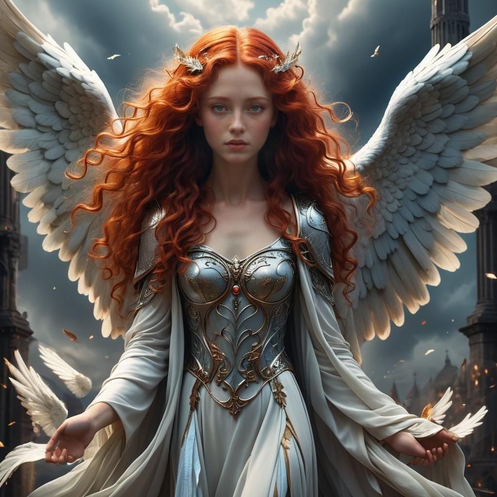 Stunning Angel with Red Hair: Digital Matte Painting
