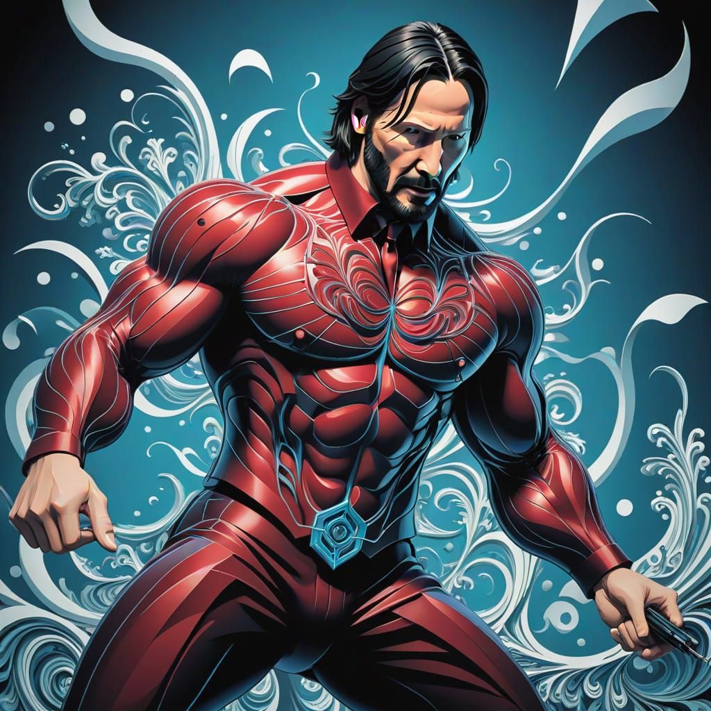 Abstract Vector John Wick in Gouache Style