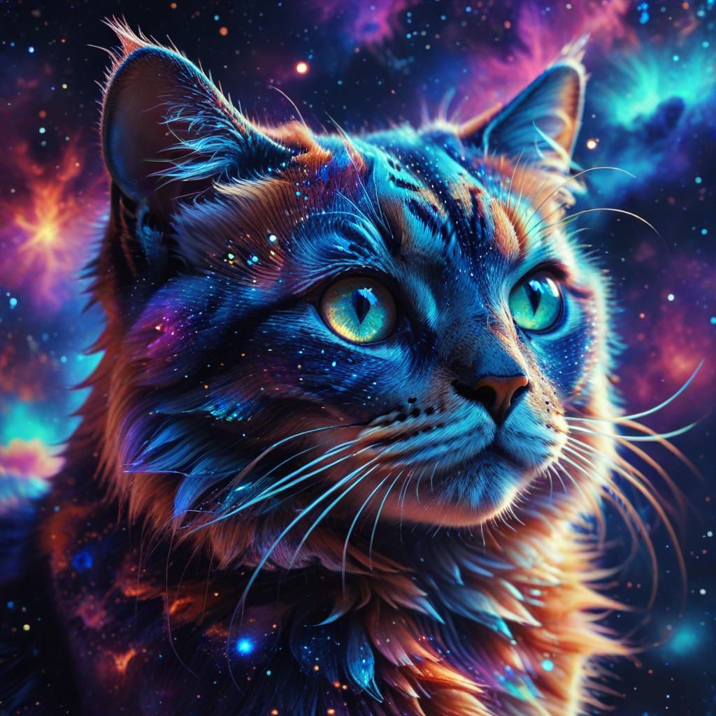 Cosmic Feline: A Surreal Space Masterpiece
