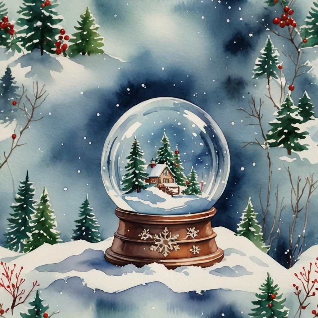 Watercolor Snow Globe Painting