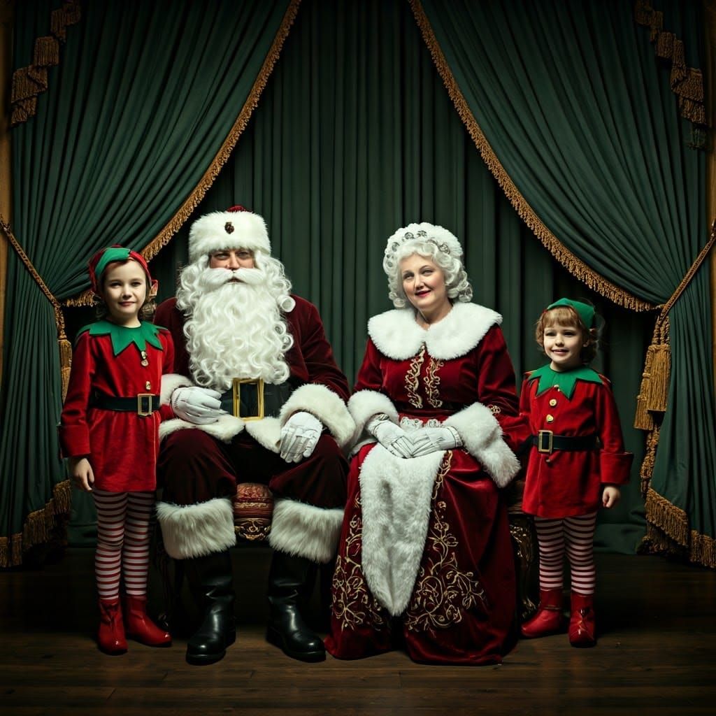 Santa's Formal Family Portrait in Luxurious 1940s Studio
