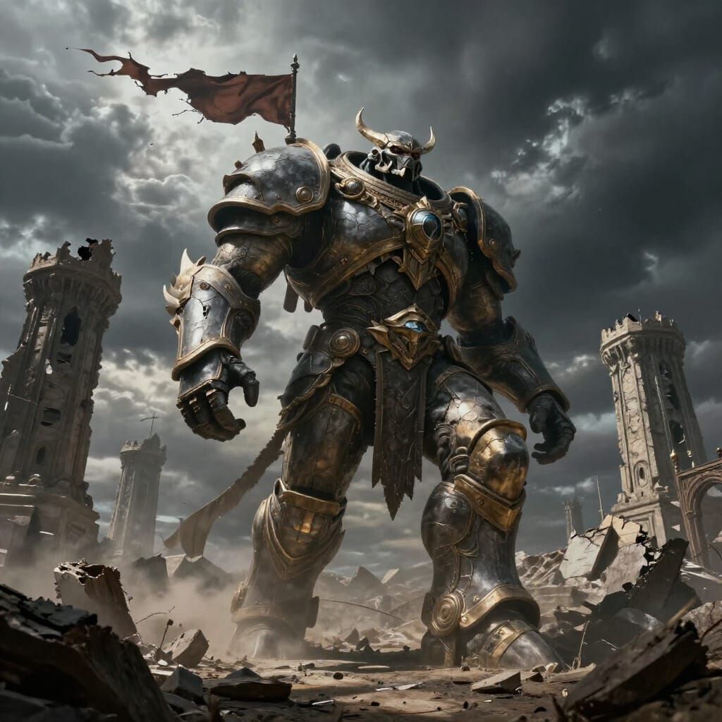 Colossal Armored Giant in Ruined Kingdom