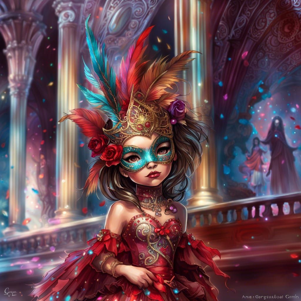 Chibi Girl at Elaborate Masquerade Ball