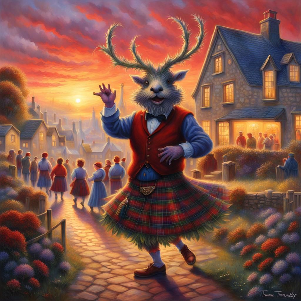 Thistle in Kilt Dancing at Scottish Village