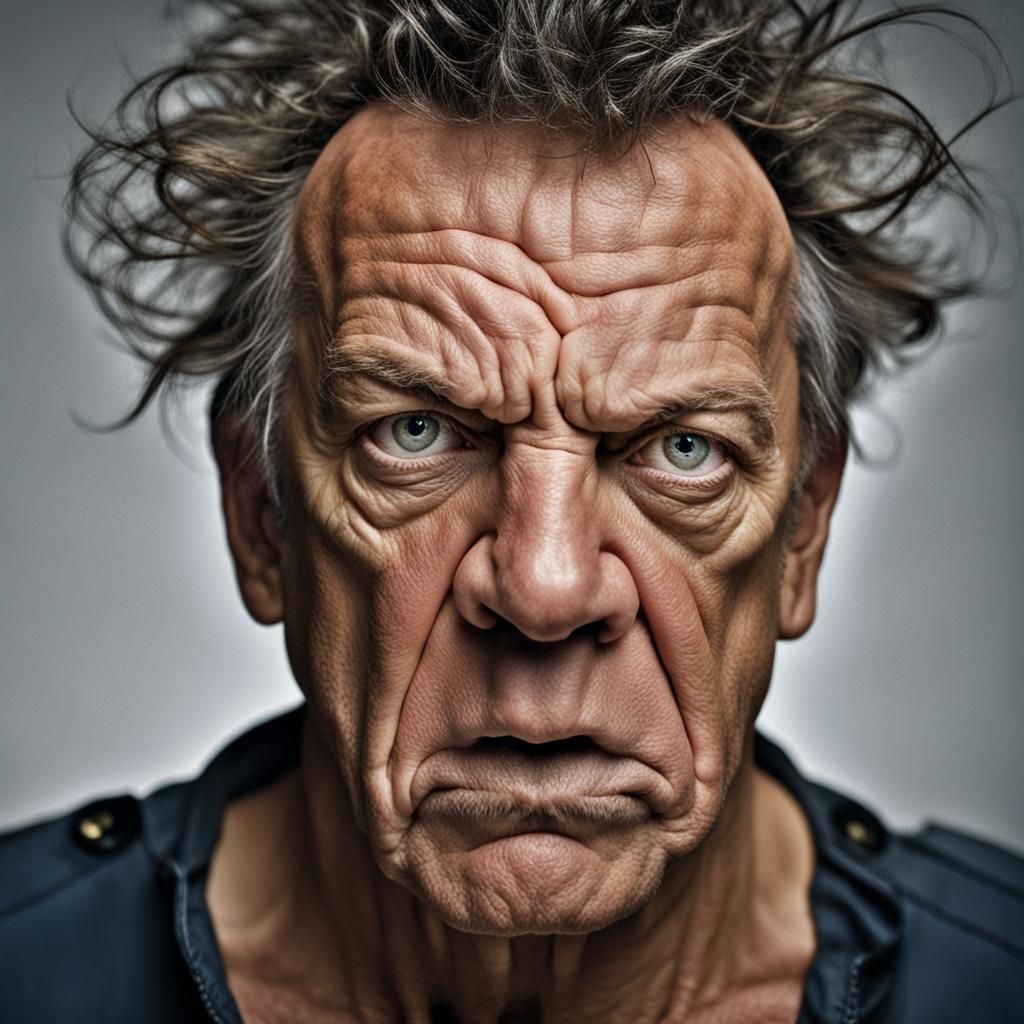 Angry Man Portrait in Realistic Photography Style