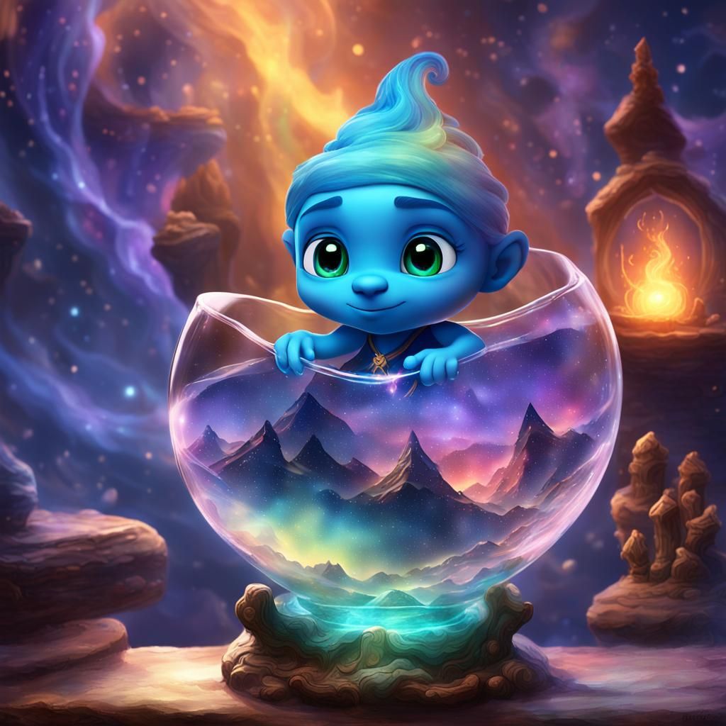 Mystical Glass Genie and White Tiger Portrait