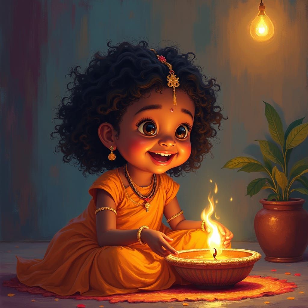 Chubby Girl Celebrates Diwali With Neighbors