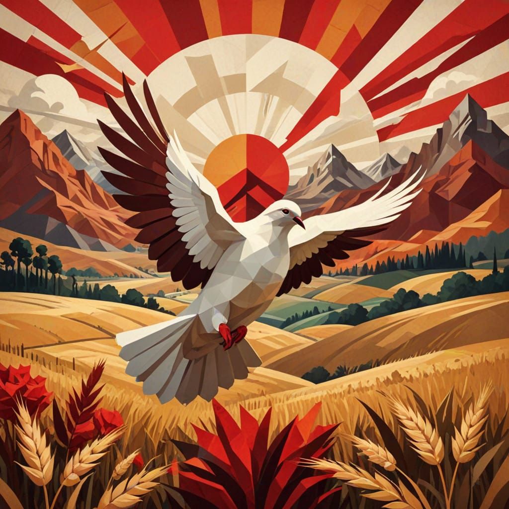 Dynamic Seasons Clash with a Peace Dove in the Center