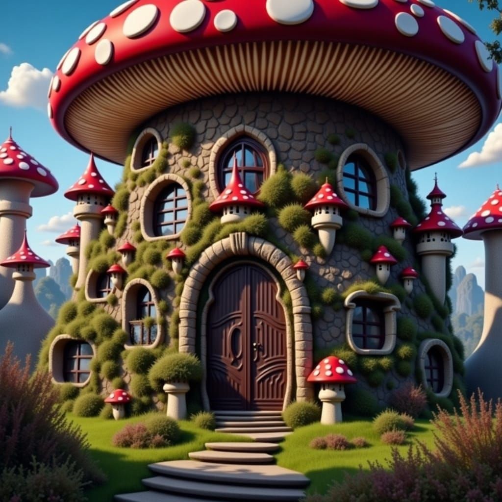 Enchanting Mushroom Building in Fantasy Style