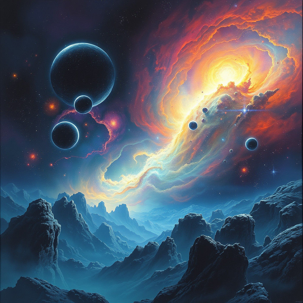 Cosmic Galaxy Landscape in a Mystical Style