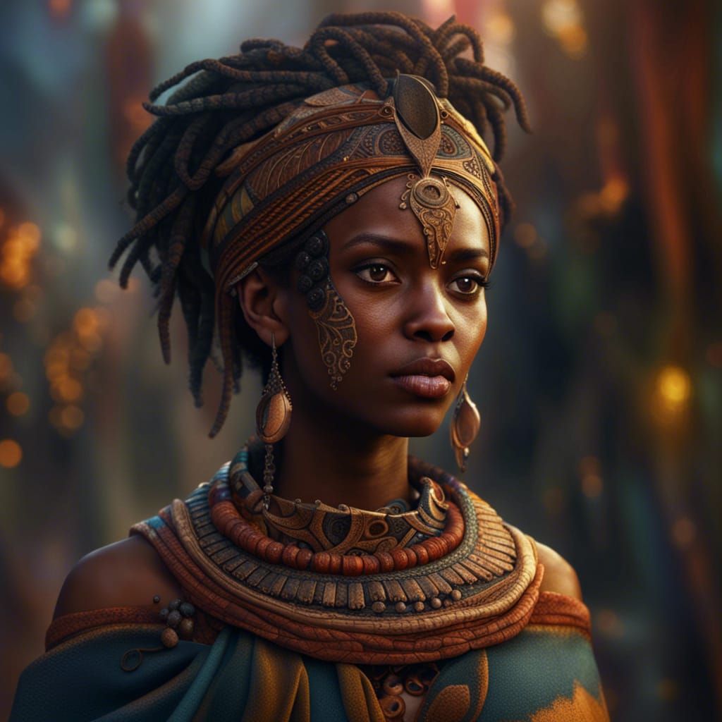 Ethiopian Girl: Detailed Matte Painting