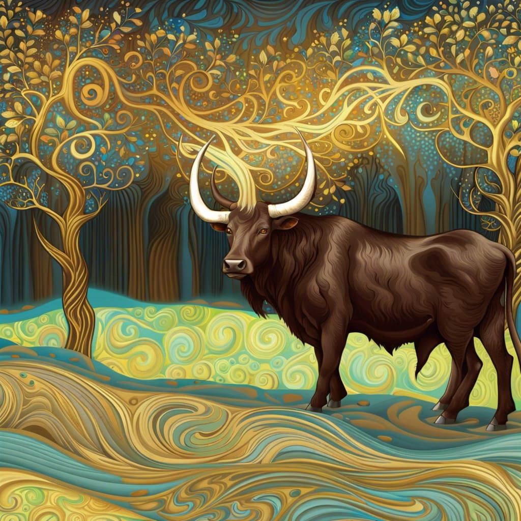 Shimmering Ankole Cattle in Detailed Charcoal Drawing