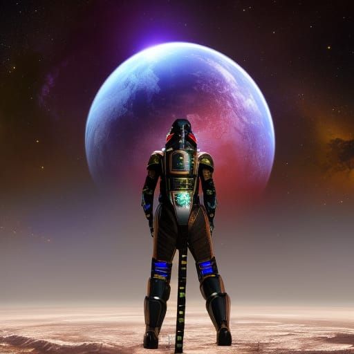 Cosmic Armor: A Volumetric Lighting Digital Illustration