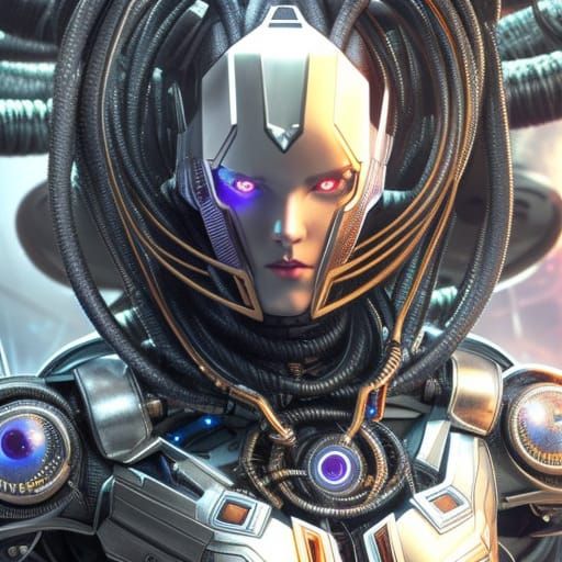 Photorealistic Aetherpunk Cyborg Portrait in 8K