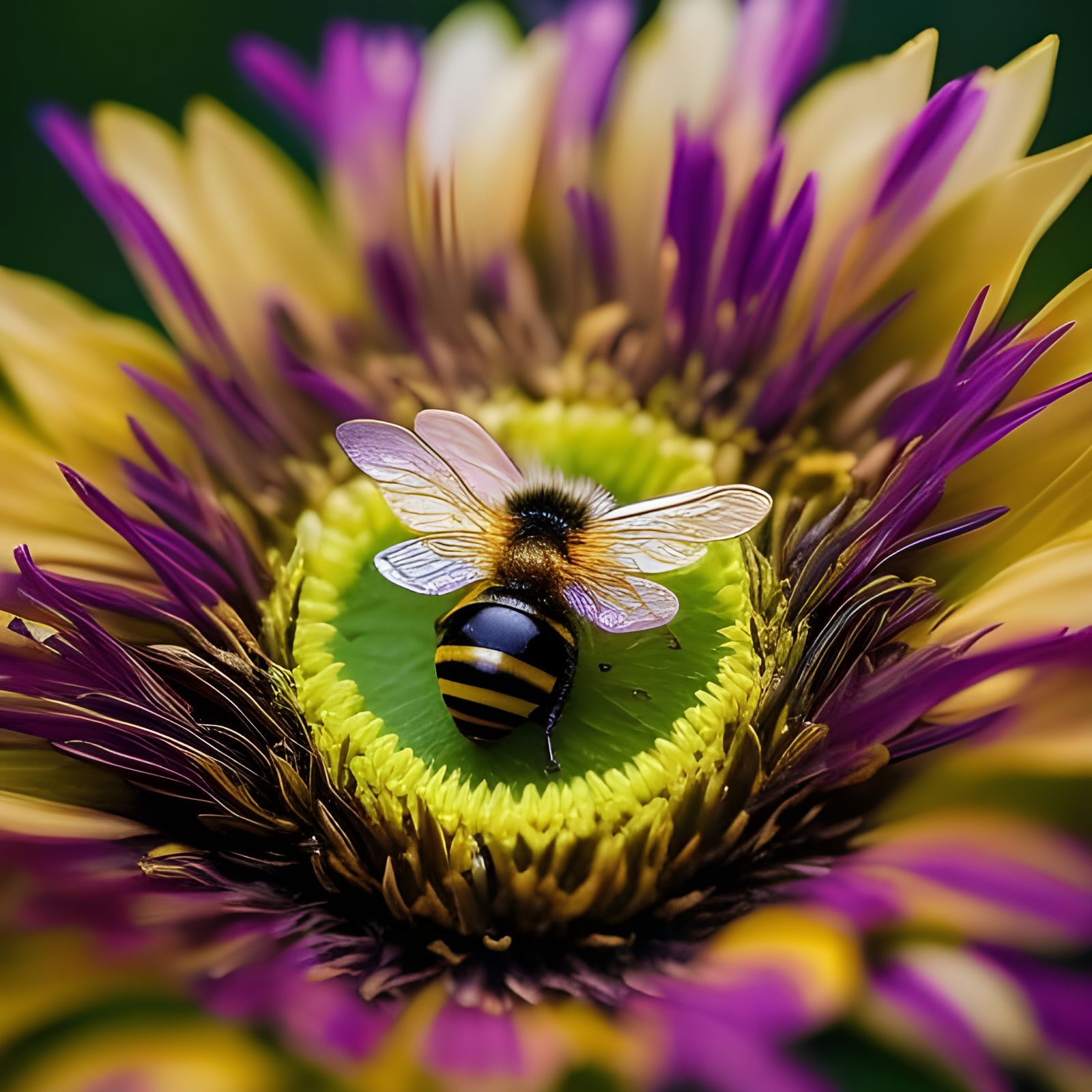 Pixie Sleeping in Sunflower: Detailed Fantasycore Art