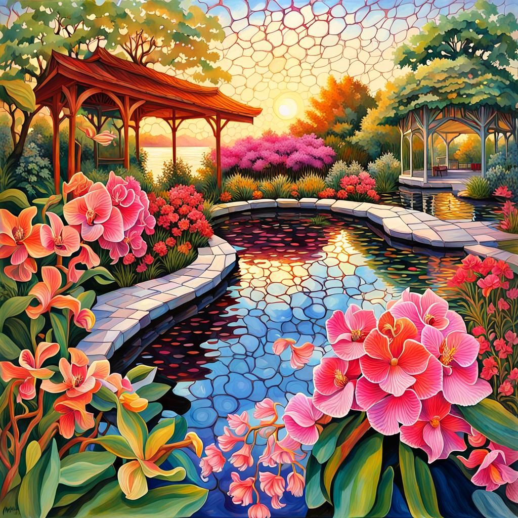 Intricate Permaculture Garden in Gouache Style