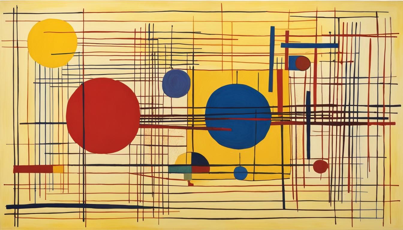 Abstract Geometric Art in Yellow, Gold, and Red