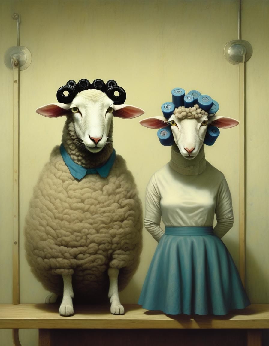 Sheep with curlers. 😬😅