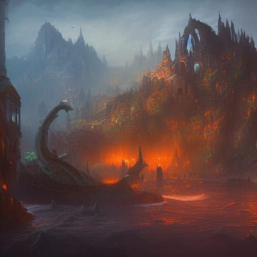Fantastical Deep Color Landscape in Matte Painting Style