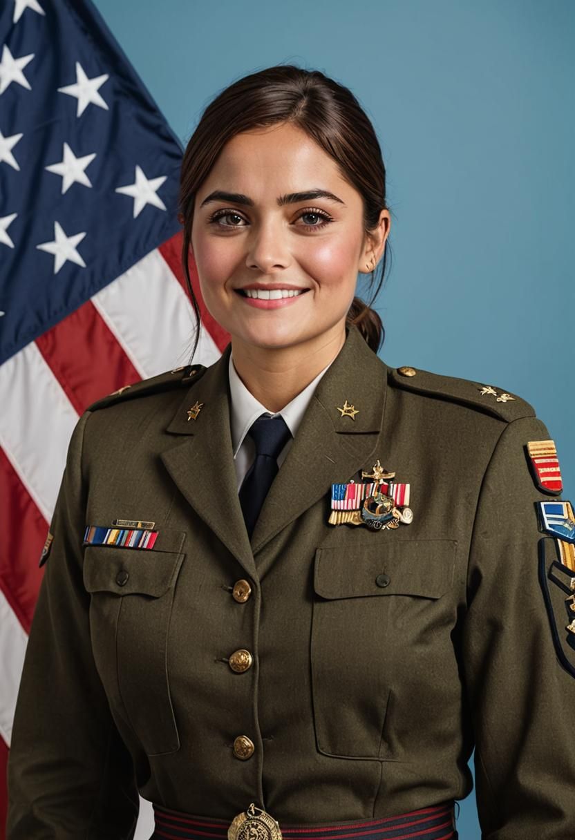 Jenna Coleman Portrait in Military Uniform