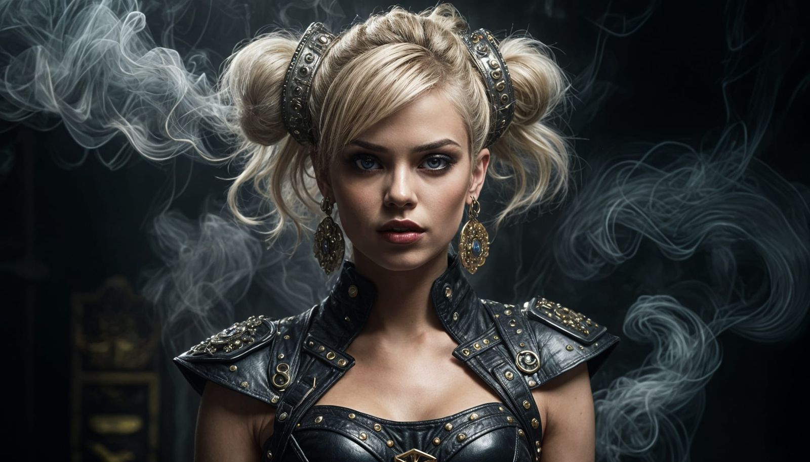 Elegant Punker Chick Exudes Class and Elegance, Gaze Fixed o...