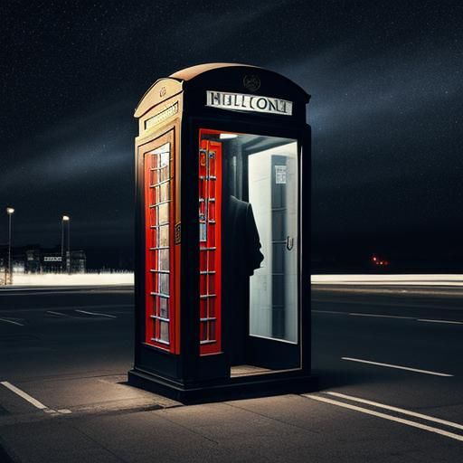 Surreal Midnight Phonebox in Liminal Space