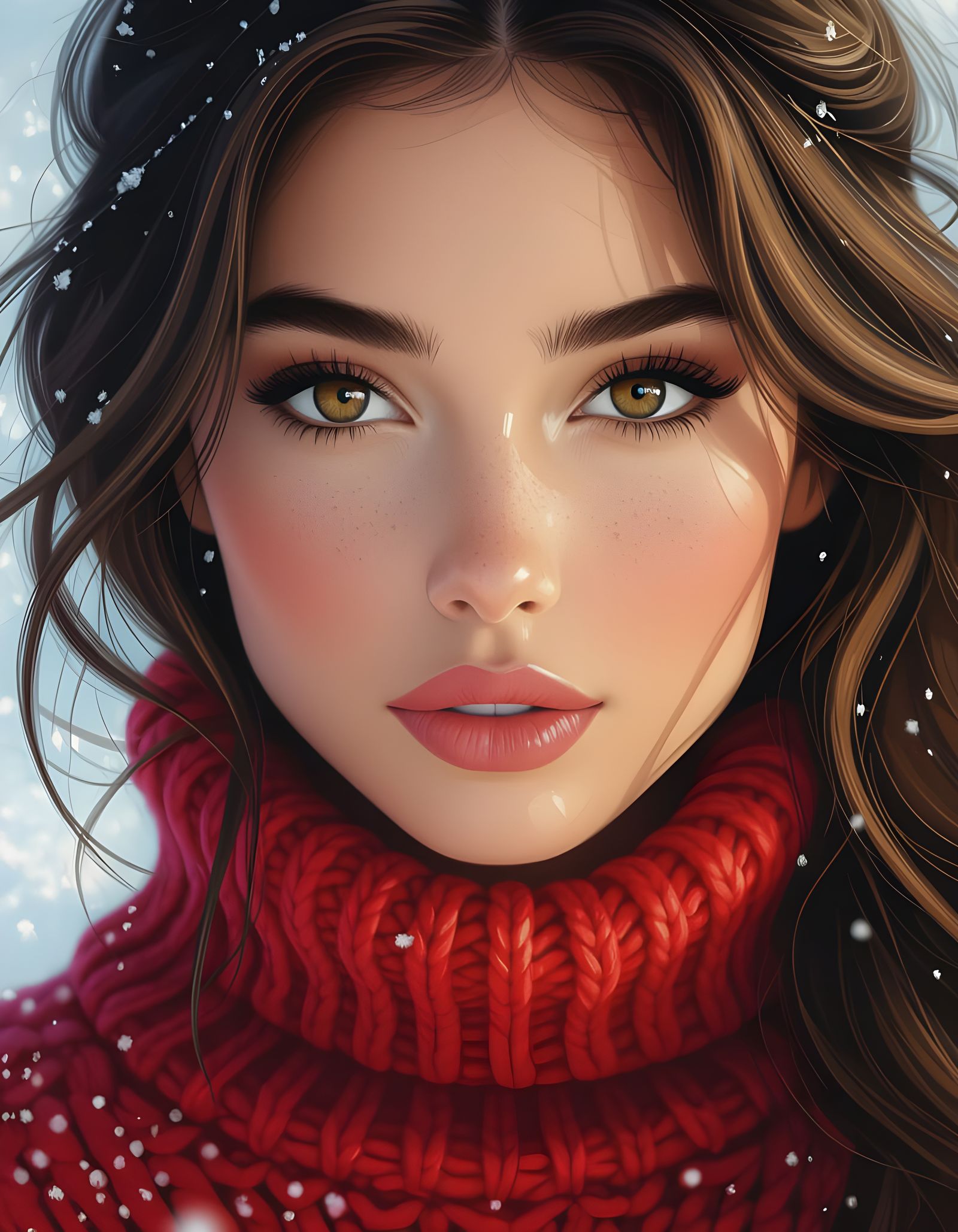 Dreamy Portrait of Woman in Knitted Dress