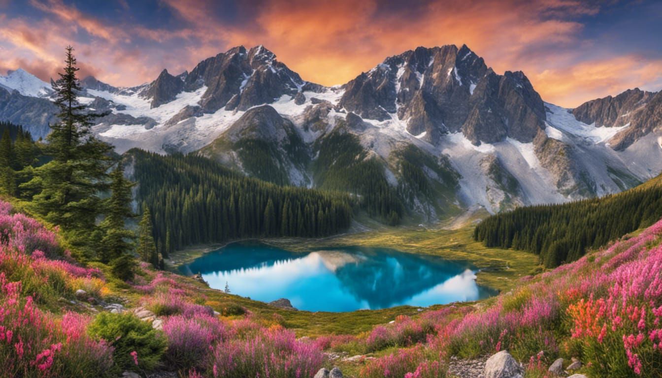Majestic Mountain Landscape with Alpine Lake