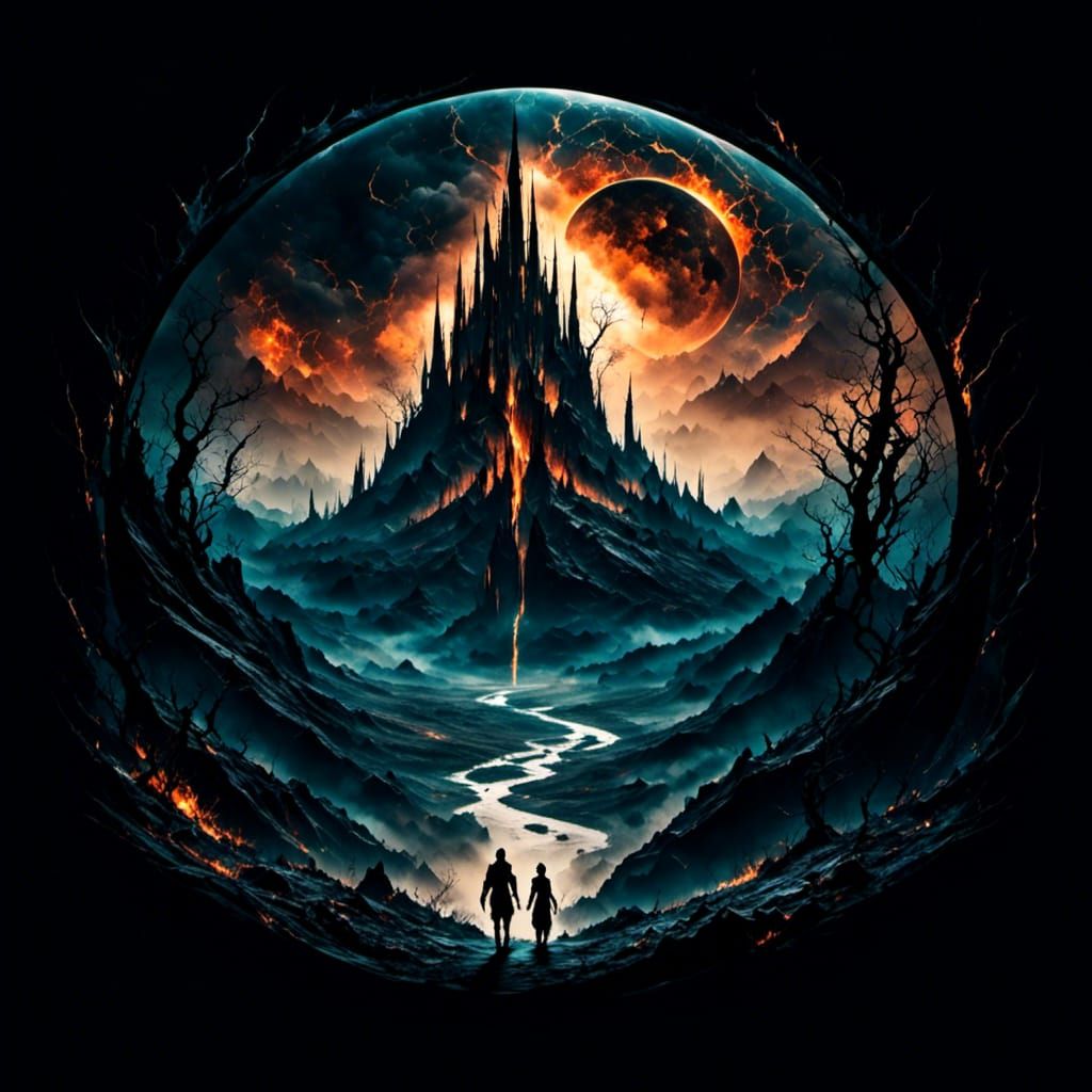 Mordor Fantasy Logo with Eye of Sauron, Digital Art