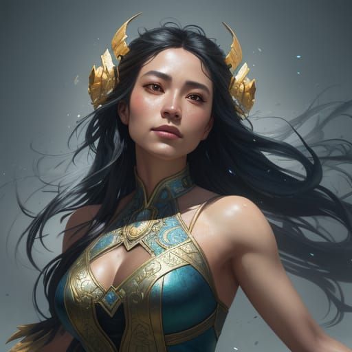 Joyful Woman Dancing in Detailed Digital Painting Style