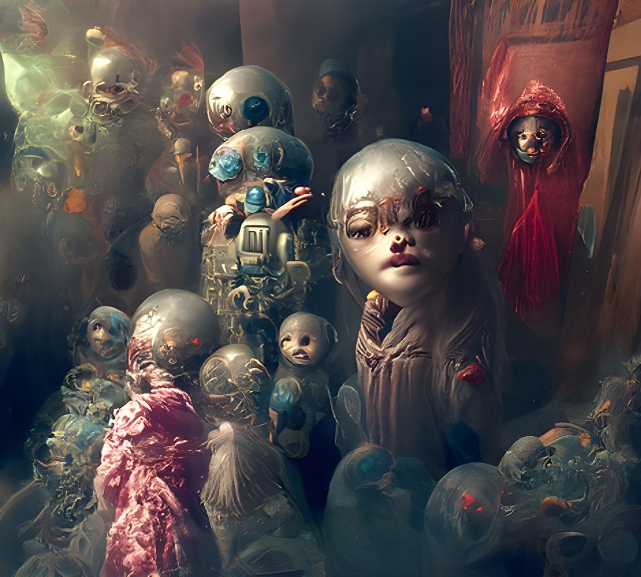 Creepy Dolls Haunting Child: Digital Horror Art
